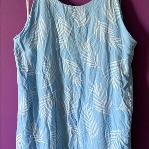 Strapless Blue Leaf Print Dress